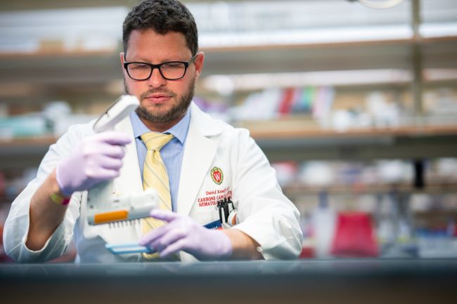 Dr. David Kosoff, one of this year's General Research Pilot Award recipients, in his lab.