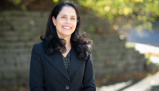 Dr. Lisa Strate, a Caucasian female with dark brown hair, wearing a navy blue blazer, smiling