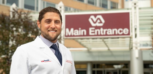 Dr. Adam Gepner outside the Madison VA