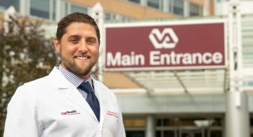 Dr. Adam Gepner outside the Madison VA