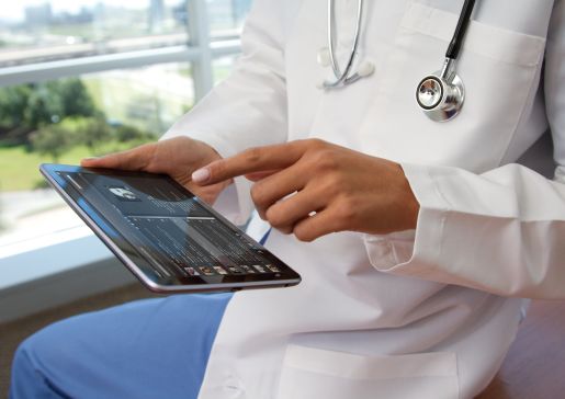 stock photo of doctor on a tablet