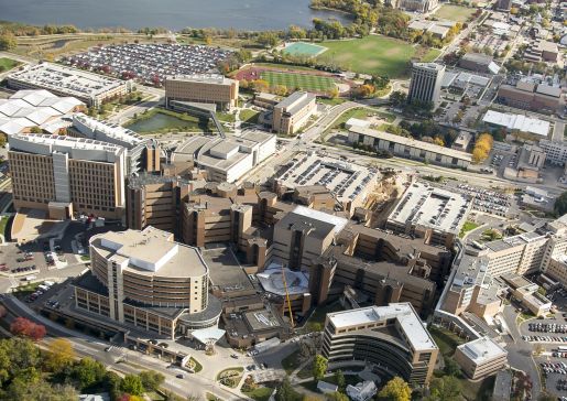 Aerial photograph of UW Hospital campus