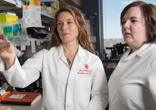 Lee Eckhardt, MD, MS, in her lab with assistant scientist Louise Reilly, PhD